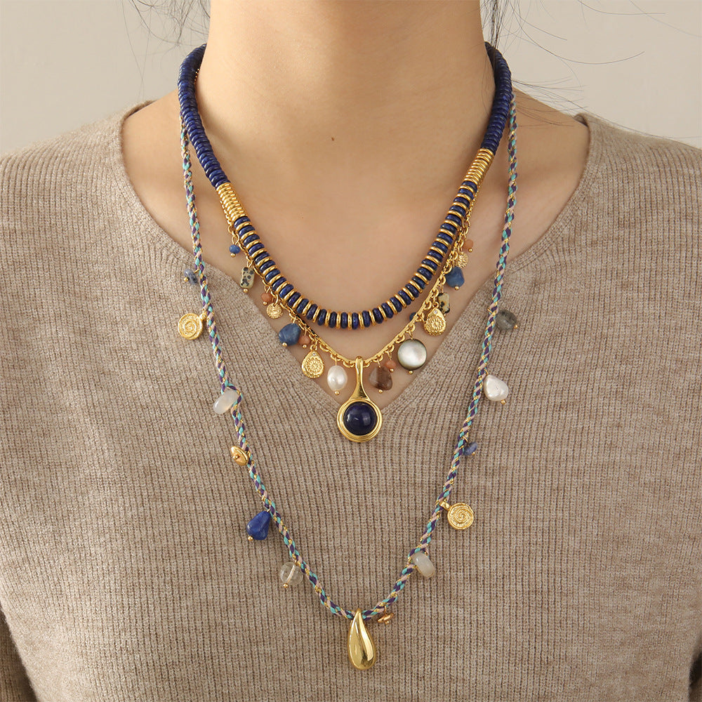 Lapis lazuli necklace, sweater chain