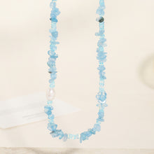 Load image into Gallery viewer, Irregular aquamarine natural stone pearl handcrafted beaded necklace