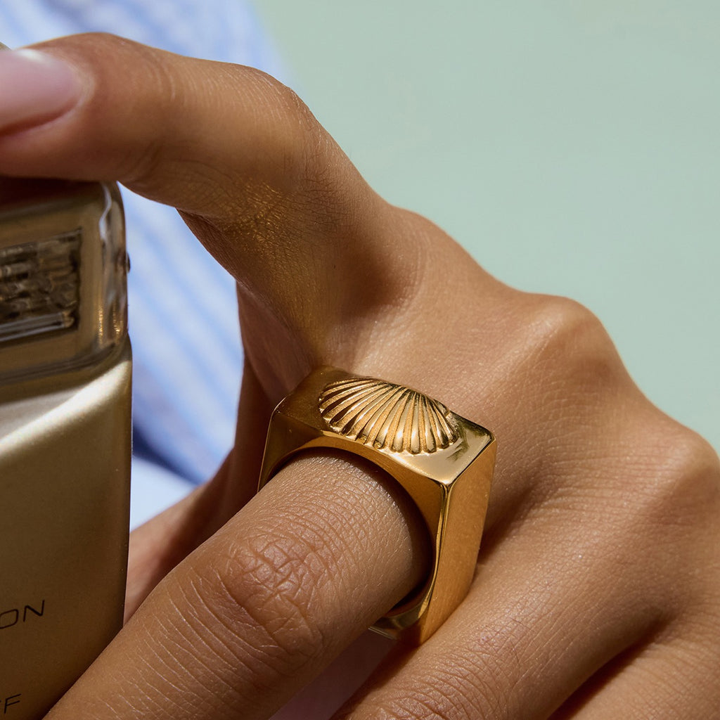 18K gold vintage stainless steel ring