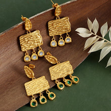 Load image into Gallery viewer, Stainless steel square irregular concave and convex textured zirconium-encrusted earrings