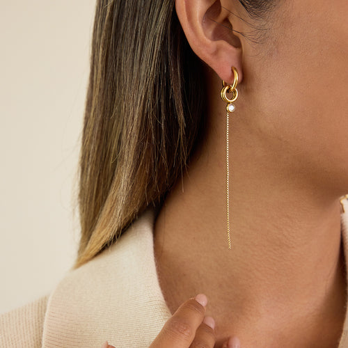 Stainless steel diamond-encrusted fringed earrings