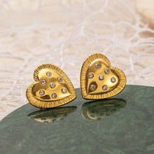 Load image into Gallery viewer, 18K stainless steel heart-shaped earrings set with zircon