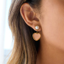 Load image into Gallery viewer, Stainless steel electroplated 18K gold pearl pink cat's eye stone earrings