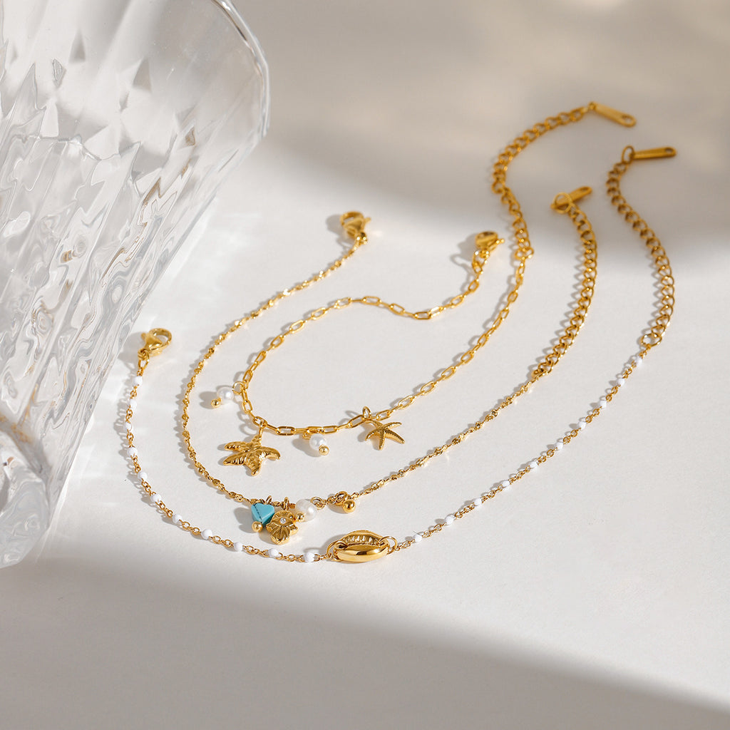 18K gold stainless steel bracelet set