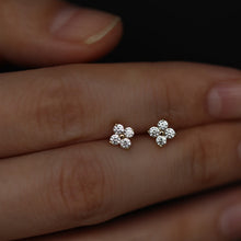 Load image into Gallery viewer, Fashionable, simple and elegant, high-end design sense, copper micro-inlaid, white zirconium 18K gold, lucky four-leaf clover mini ear studs