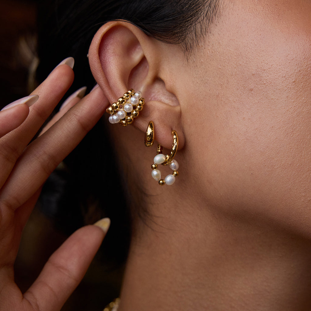 Stainless steel pearl earrings and ear rings