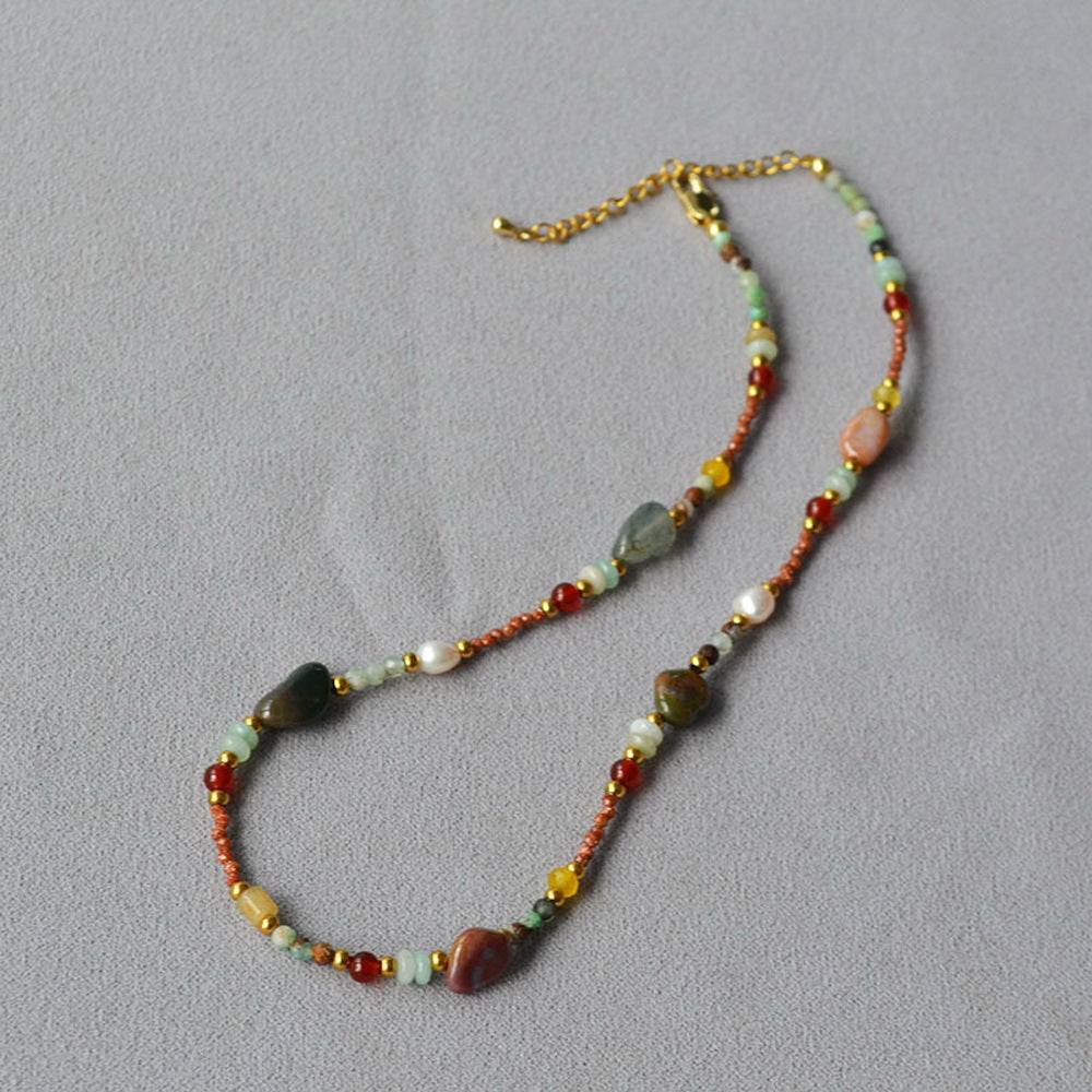 Colorful natural stone beaded necklace