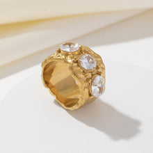 Load image into Gallery viewer, 18K gold stainless steel ring set with zircon