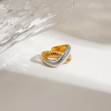 Load image into Gallery viewer, 18K gold stainless steel cross-threaded opening color-matching ring