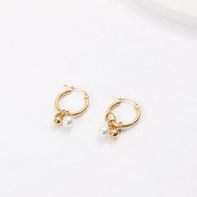 Load image into Gallery viewer, 18K gold stainless steel pearl round ball pendant ear ring