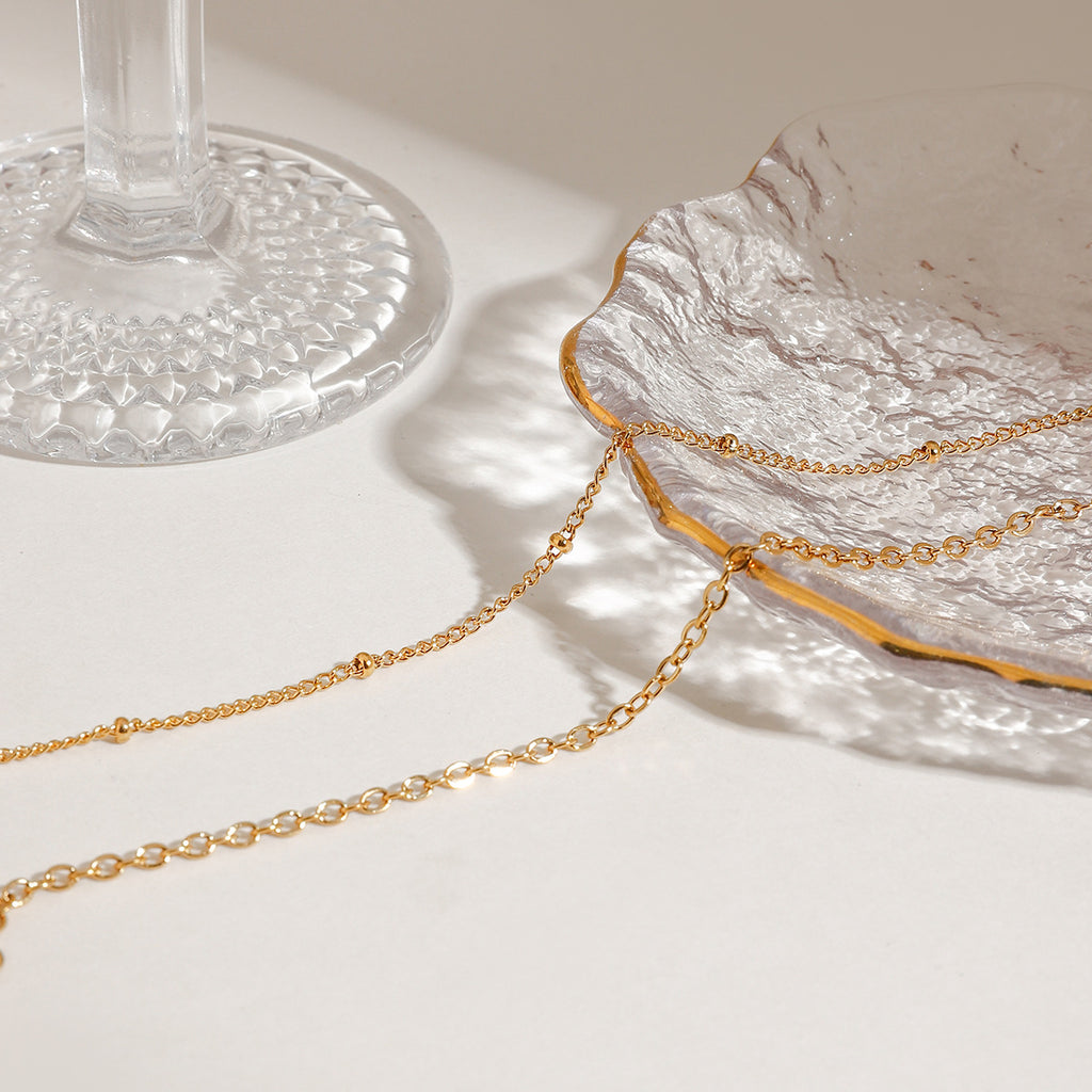 Golden stainless steel beaded chain, O-shaped chain, two-color anklets
