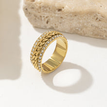Load image into Gallery viewer, Stainless steel 18K gold double-layer zircon welded chain ring