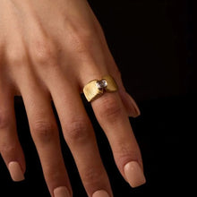 Load image into Gallery viewer, 18K stainless steel ring with zirconium thread and smooth surface