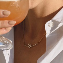 Load image into Gallery viewer, Golden stainless steel rhinestone heart-shaped necklace