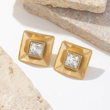 Load image into Gallery viewer, Stainless steel golden square zircon earrings