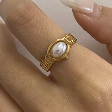 Load image into Gallery viewer, Stainless steel ring set with pearls