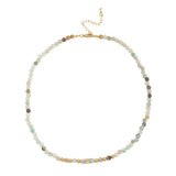 A round 4mm natural stone beaded necklace made of 18K gold plated with copper