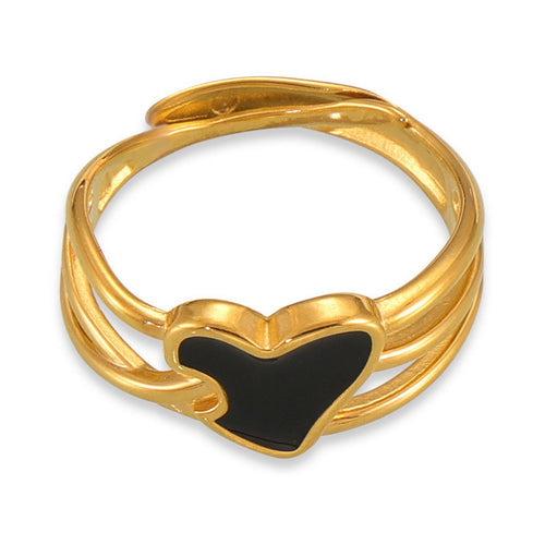 A stainless steel 18K gold-plated oil-dripping heart ring