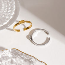 Load image into Gallery viewer, Stainless steel gold and silver color-matched heart-shaped opening ring