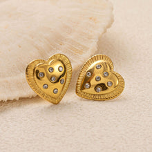 Load image into Gallery viewer, 18K stainless steel heart-shaped earrings set with zircon