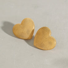 Load image into Gallery viewer, Golden stainless steel heart-shaped earrings