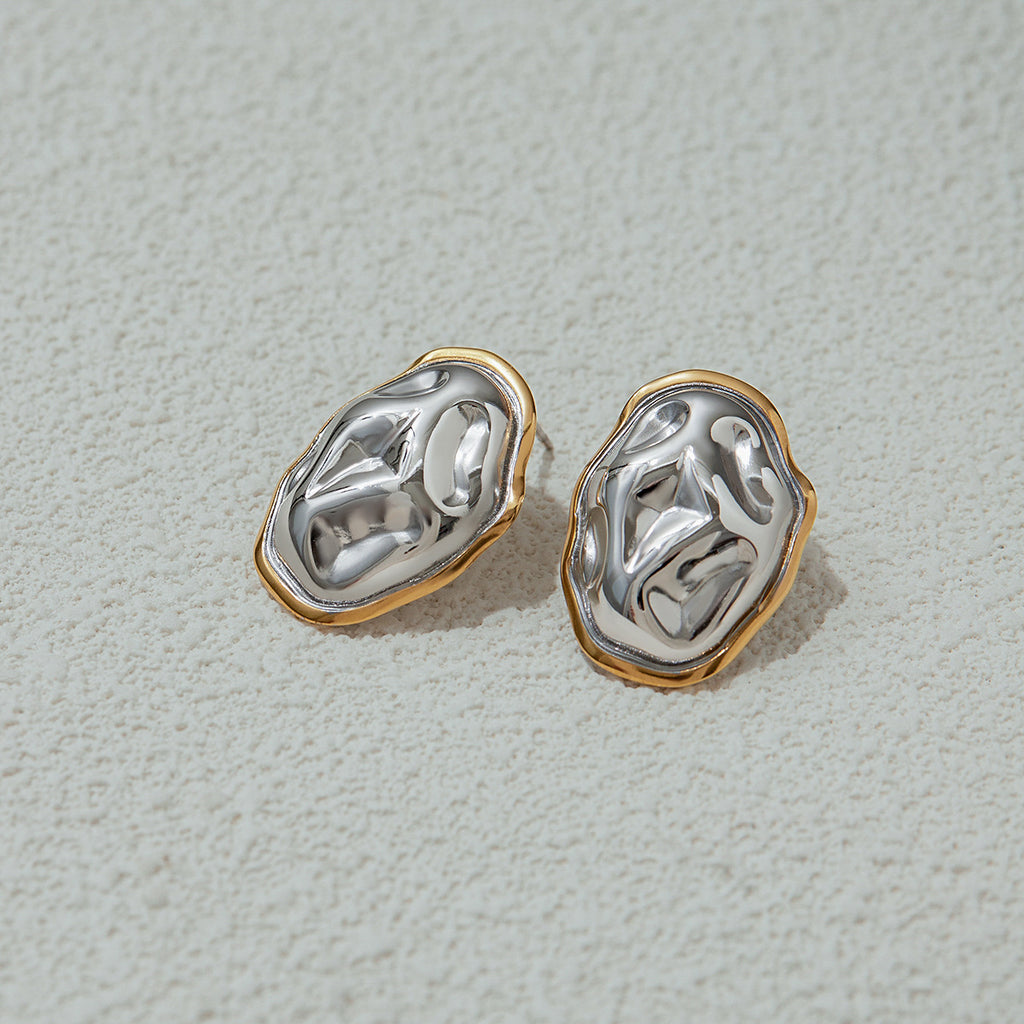 Stainless steel gold and silver color-matched earrings