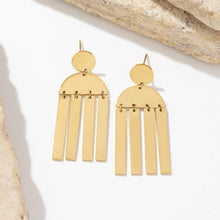 Load image into Gallery viewer, Golden stainless steel long glossy tassel earrings