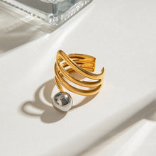 Load image into Gallery viewer, A stainless steel, gold and silver dual-color, multi-layer steel ball open ring