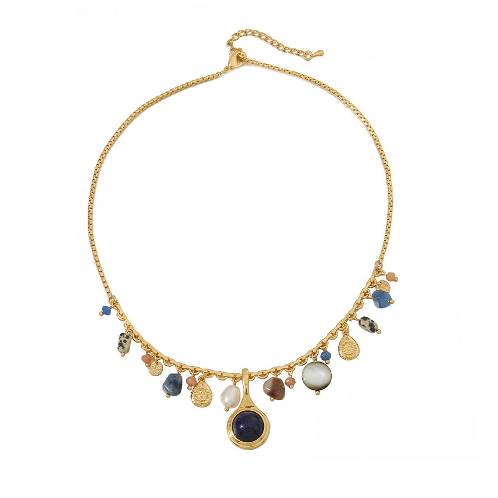 Lapis lazuli necklace, sweater chain