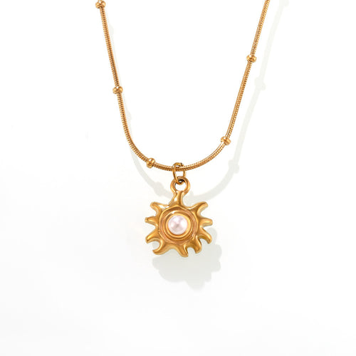 Stainless steel 18K real gold sunflower beaker necklace collarbone chain