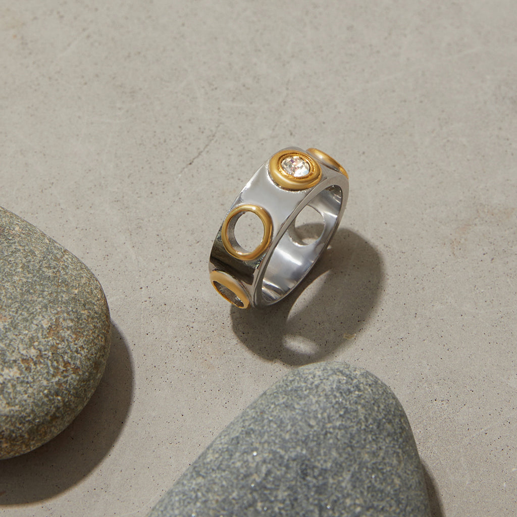 Stainless steel zircon ring