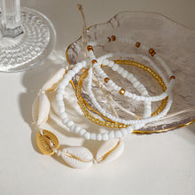 Load image into Gallery viewer, Stainless steel rice bead shell wax rope woven foot chain set