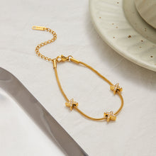 Load image into Gallery viewer, 18K gold stainless steel diamond X bracelet