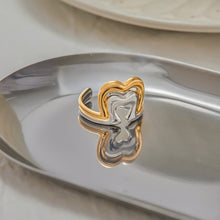 Load image into Gallery viewer, Stainless steel gold and silver color-matched heart-shaped opening ring