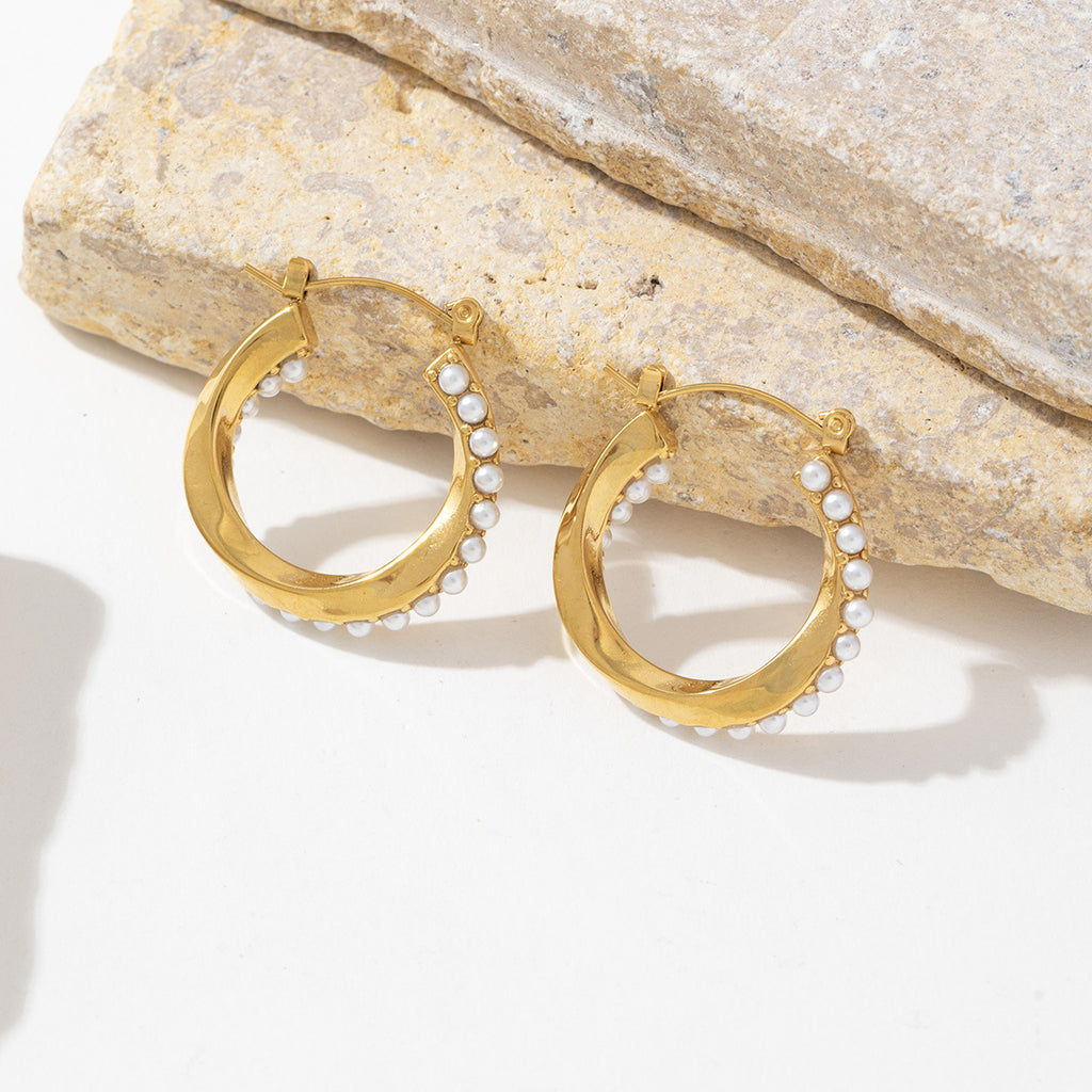 18K gold stainless steel circular earrings