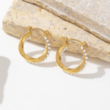 Load image into Gallery viewer, 18K gold stainless steel circular earrings