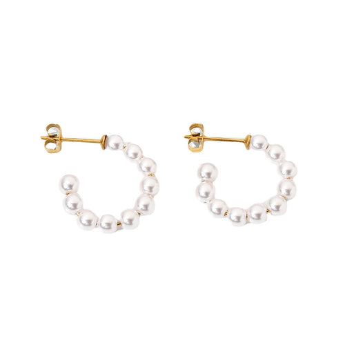 18K gold-plated stainless steel millet pearl earrings