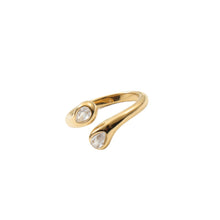 Load image into Gallery viewer, 18K gold stainless steel teardrop zircon open ring