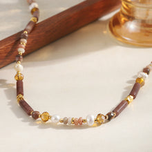 Load image into Gallery viewer, Colored natural stone crystal freshwater pearl handcrafted beaded necklace