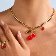 Load image into Gallery viewer, Stainless steel red cherry pendant necklace