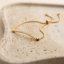 Load image into Gallery viewer, 18K gold stainless steel white rhinestone smiling face pull-out bracelet