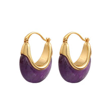 Load image into Gallery viewer, Natural amethyst U-shaped earrings