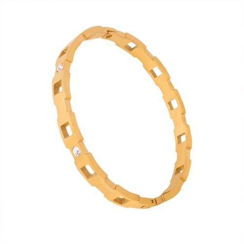 18K gold stainless steel bracelet with zirconium inlay