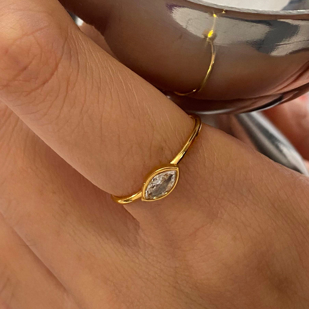 A three-piece set of stainless steel diamond rings stacked together