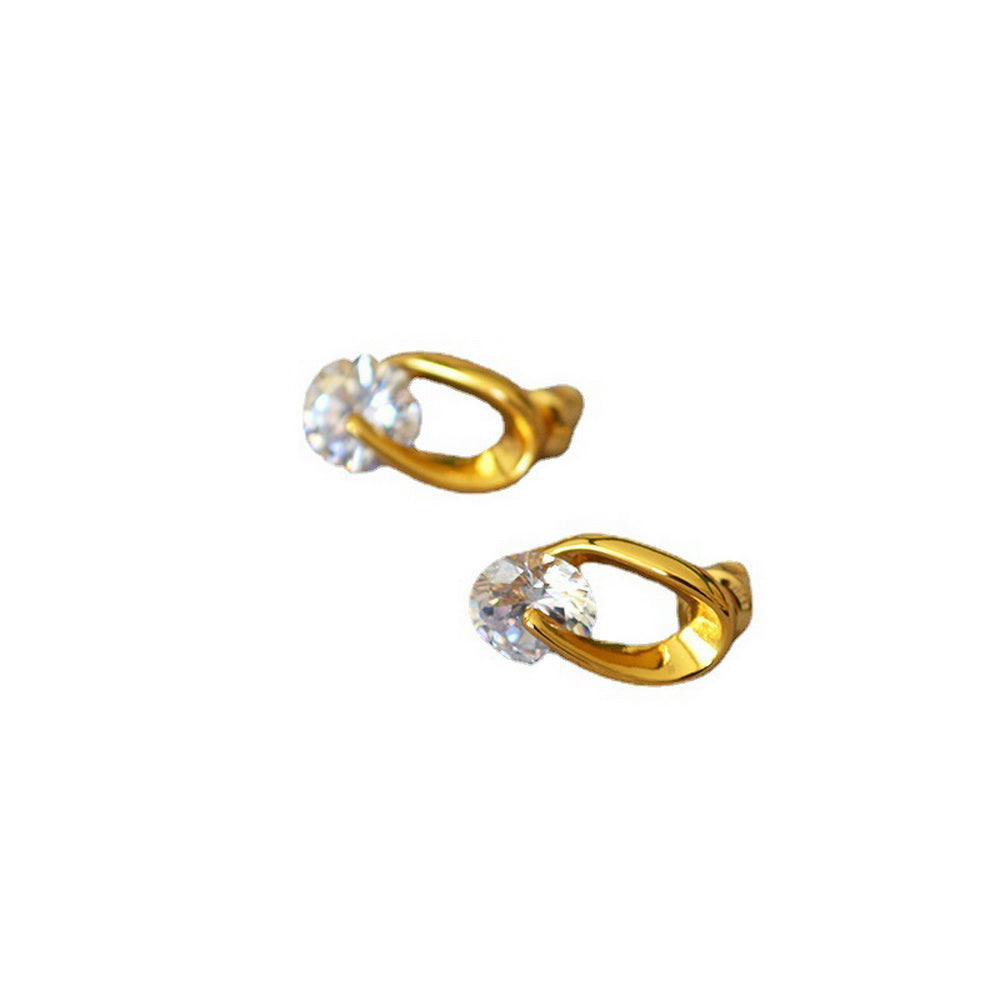 925 silver needle white zircon copper stud earrings