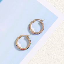 Load image into Gallery viewer, 18K real gold electroplated stainless steel earrings with zirconium ear buckles