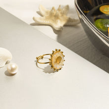 Load image into Gallery viewer, Stainless steel white oil-dripping shell open ring