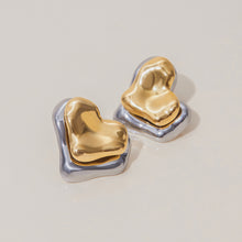 Load image into Gallery viewer, Stainless steel gold and silver color-matched heart-shaped earrings