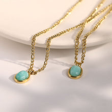 Load image into Gallery viewer, 18K real gold color retention mint green Roman natural stone oval Tianhe stone necklace