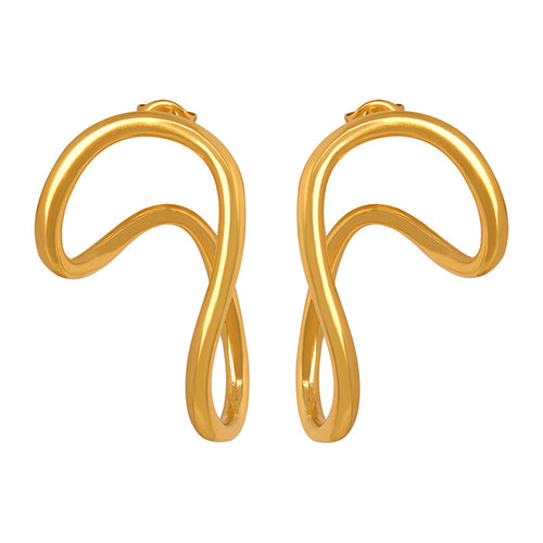 Golden stainless steel irregular-shaped encircling exaggerated earrings